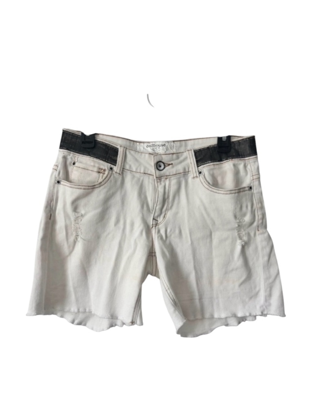 Womens Juniors Dollhouse Distressed Jean Shorts White Denim Size 11